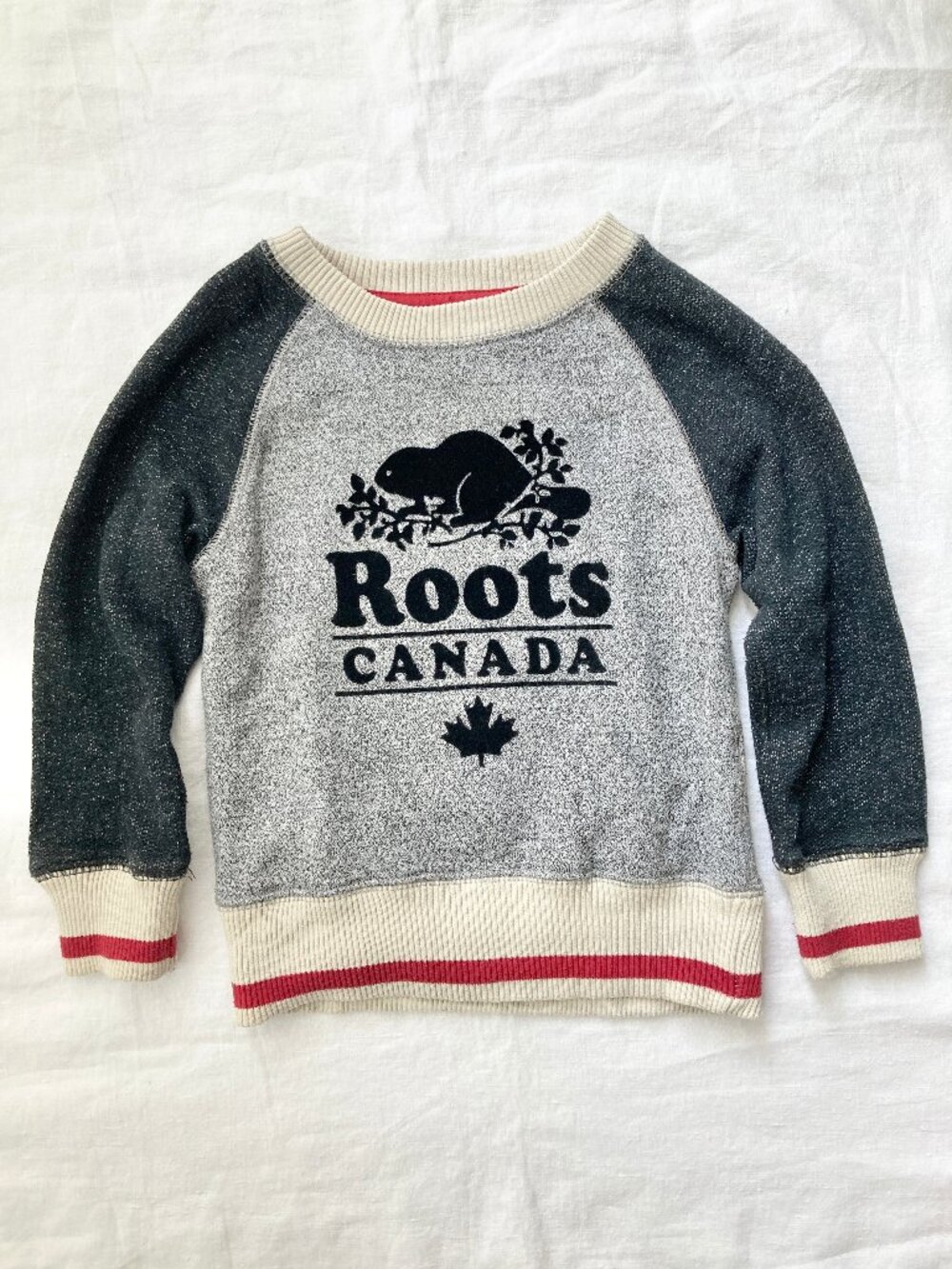🪴5/$30 Roots 4T Toddler Heather Grey Knit Crewneck Sweatshirt Fall Winter